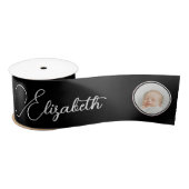 シンプルモダン白黒写真スタイリッシュ名Typo サテンリボン (リール)