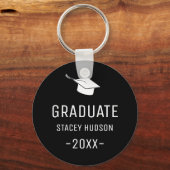 シンプルモダン白黒卒業 キーホルダー (正面)