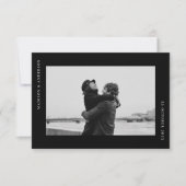 シンプルモダン白黒結婚のロマンチックな写真 サンキューカード (正面)