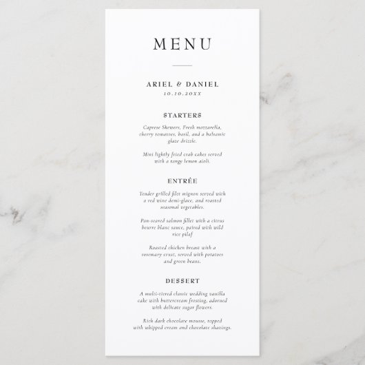 シンプルモダン白黒結婚ズ メニュー (正面)