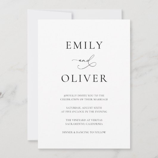 シンプルモダン白黒結婚ズ 招待状 (正面)