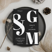 シンプルモダン白黒結婚ズ 招待状