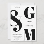 シンプルモダン白黒結婚ズ 招待状 (正面)