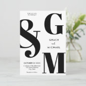 シンプルモダン白黒結婚ズ 招待状 (スタンド正面)