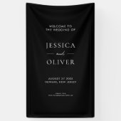 シンプルモダン白黒結婚歓迎 横断幕 (縦)
