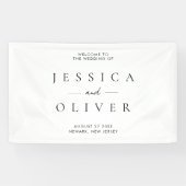 シンプルモダン白黒結婚歓迎 横断幕 (横)