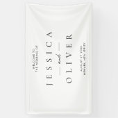 シンプルモダン白黒結婚歓迎 横断幕 (縦)