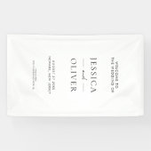 シンプルモダン白黒結婚歓迎 横断幕 (横)