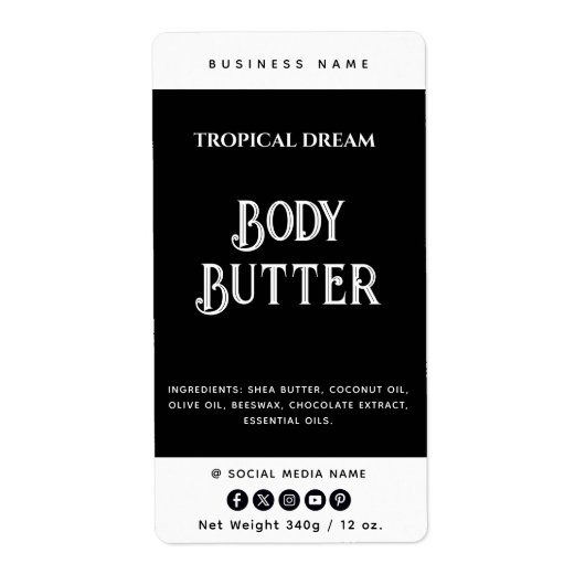 シンプルモダン白黒製品ラベル ラベル (正面)