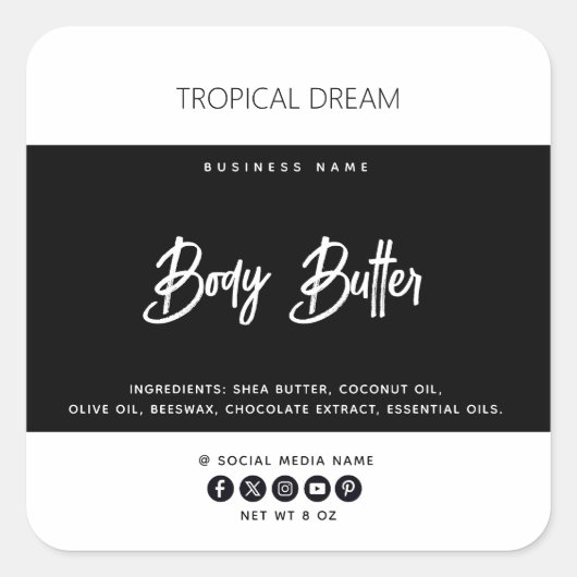 シンプルモダン白黒 スクエアシール (正面)