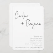 シンプルモダン白黒Bohoスクリプ結婚ト セーブザデート (正面/裏面)