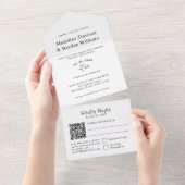 シンプルモダン白黒QRコー結婚ド オールインワン招待状 (貼ってはがせる)