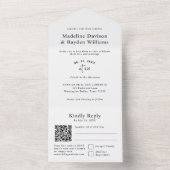 シンプルモダン白黒QRコー結婚ド オールインワン招待状 (内側)