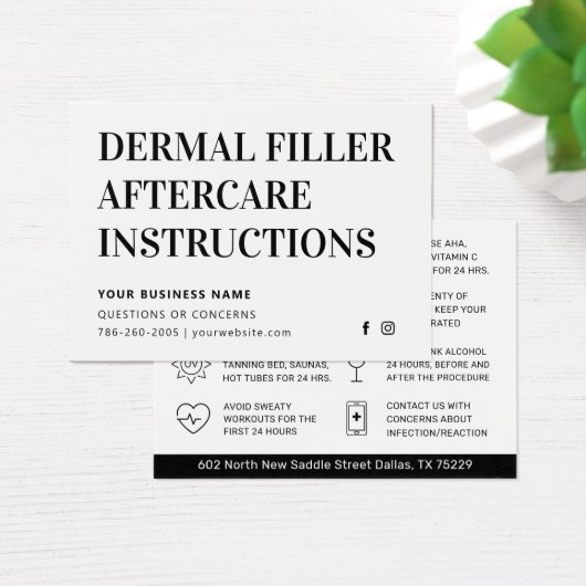 シンプルモダン皮膚充てん剤アフターケアアドバイスカード (デスク)