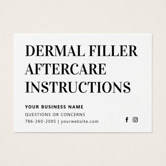 シンプルモダン皮膚充てん剤アフターケアアドバイスカード (正面)