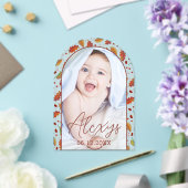 シンプルモダン秋の写真追加の誕生発表 アクリル招待状 (インサイチュ (ウェディング))