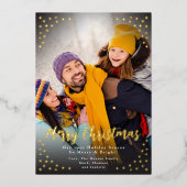 シンプルモダン箔フォトクリスマスカード 箔招待状 (正面)