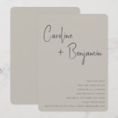 シンプルモダン素朴Boho Taupeスクリプ結婚ト セーブザデート (正面/裏面)