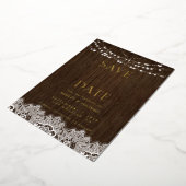 シンプルモダン素朴Twinkle Lightsの結婚救T 箔招待状 (回転した状態)