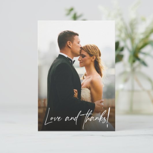 シンプルモダン結婚の写真の愛と感謝していの写真 サンキューカード (スタンド正面)