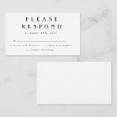 シンプルモダン結婚の応答RSVPカード ノートカード (正面/裏面)