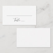 シンプルモダン結婚の。白黒タイポグラフィ プレイスカード (正面/裏面)