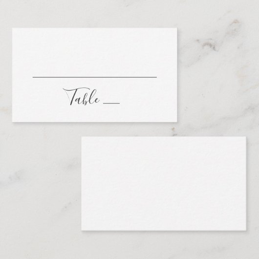 シンプルモダン結婚の。白黒タイポグラフィ プレイスカード (正面/裏面)