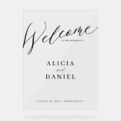 シンプルモダン結婚タイポグラフィ歓迎サイン アクリルサイン (正面)
