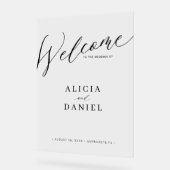 シンプルモダン結婚タイポグラフィ歓迎サイン アクリルサイン (傾斜)