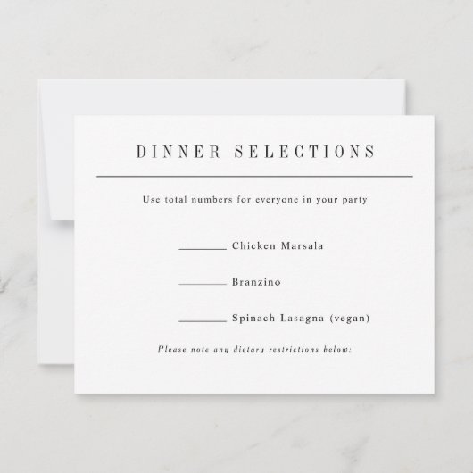 シンプルモダン結婚タイポグラフィ 出欠カード (裏面)