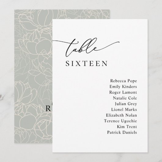 シンプルモダン結婚座席表カード 招待状 (正面/裏面)