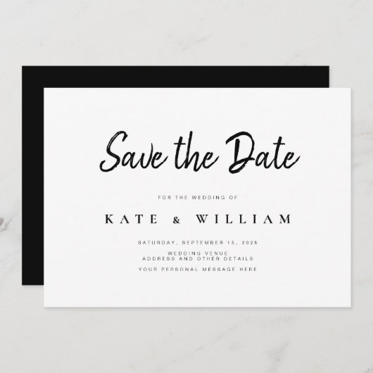 シンプルモダン結婚式の保存招待状 セーブザデート (正面/裏面)