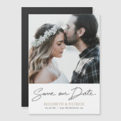 シンプルモダン結婚式の日付写真マグネットを保存 マグネット招待状 (正面/裏面)