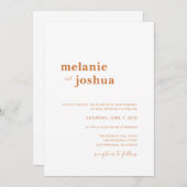 シンプルモダン結婚式招待状 |銅オレンジ 招待状 (正面/裏面)