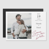 シンプルモダン結婚式日付写真保存 マグネット招待状 (正面/裏面)