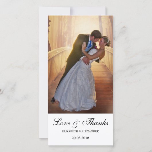 シンプルモダン結婚Thank You Photo Card サンキューカード (正面)