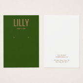 シンプルモダン緑イヤリング表示カード (正面&裏面)