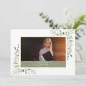 シンプルモダン緑化卒業写真 サンキューカード (スタンド正面)