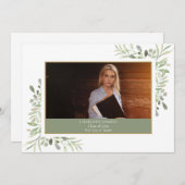 シンプルモダン緑化卒業写真 サンキューカード (正面/裏面)