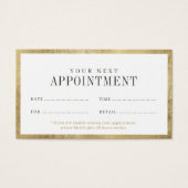 シンプルモダン縁ど金ゴールドサロンアポイントメントカード (正面)