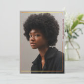 シンプルモダン縁ど金ゴールド卒業招待状 招待状 (スタンド正面)