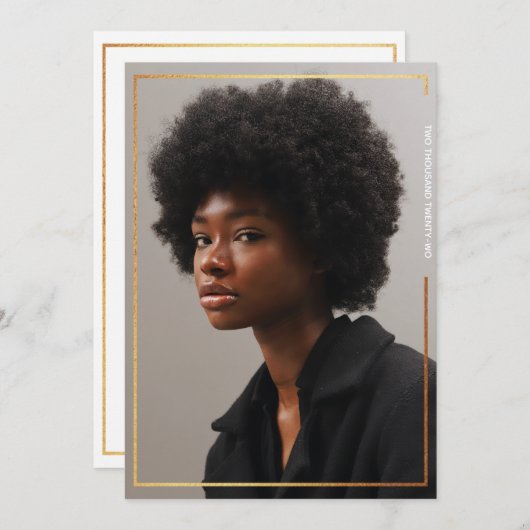 シンプルモダン縁ど金ゴールド卒業招待状 招待状 (正面/裏面)