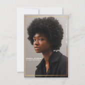 シンプルモダン縁ど金ゴールド卒業発表 招待状 (正面)