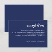 シンプルモダン脚本ウェディングレセプションネイビーブルー エンクロージャーカード (正面/裏面)