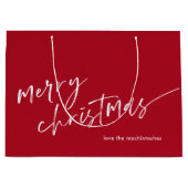 シンプルモダン脚本メリークリスマスレッド ラージペーパーバッグ