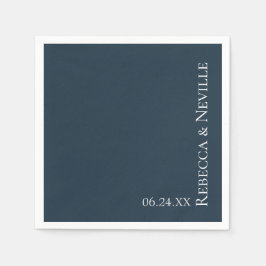 シンプルモダン航海のネイビー文字結婚ズ スタンダードカクテルナプキン