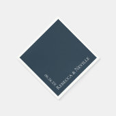シンプルモダン航海のネイビー文字結婚ズ スタンダードカクテルナプキン (角)