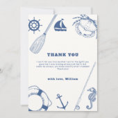 シンプルモダン航海の魚釣り男の子の赤ちゃんシャワー サンキューカード (正面)