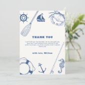 シンプルモダン航海の魚釣り男の子の赤ちゃんシャワー サンキューカード (スタンド正面)