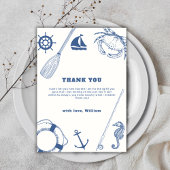 シンプルモダン航海の魚釣り男の子の赤ちゃんシャワー サンキューカード